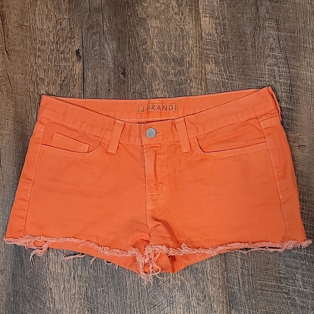 J Brand Low Rise Cutoff Shorts Bright Orange SZ 26